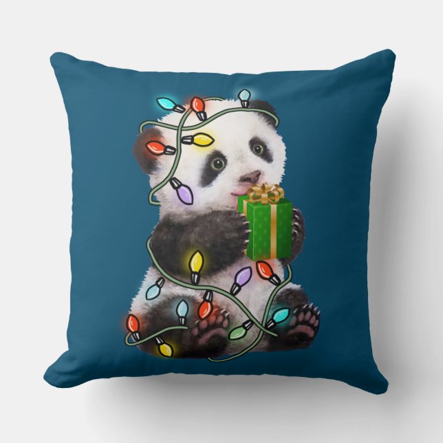 Coussin Panda Tree Flammes de Noël Les Noël (Recto)