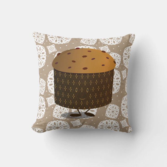 Coussin Panettone souriant Nourriture Noël  (Recto)