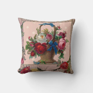 Coussin panier de fleurs victorien orné