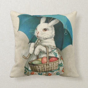 Coussin Panier de lapin de Pâques Œuf coloré Parapluie