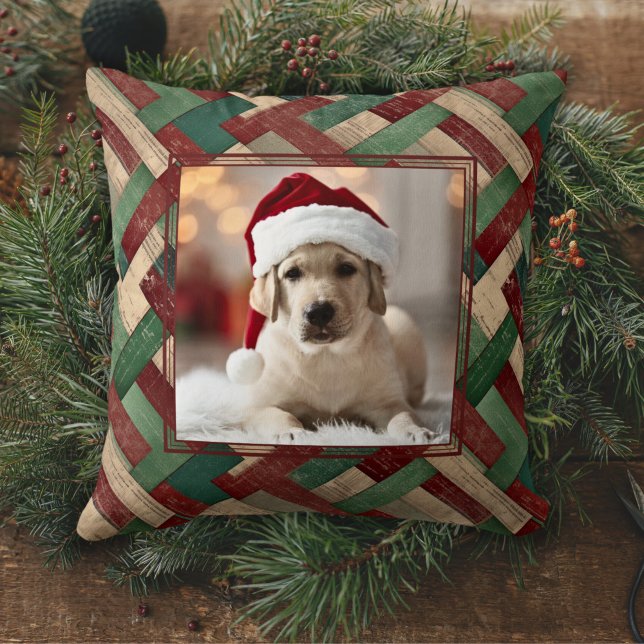 Coussin Panier de Noël Pet de tissage Famille Photo person (Créateur téléchargé)