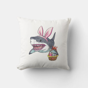 Coussin Panier de Pâques aux oreilles de lapin requin mign
