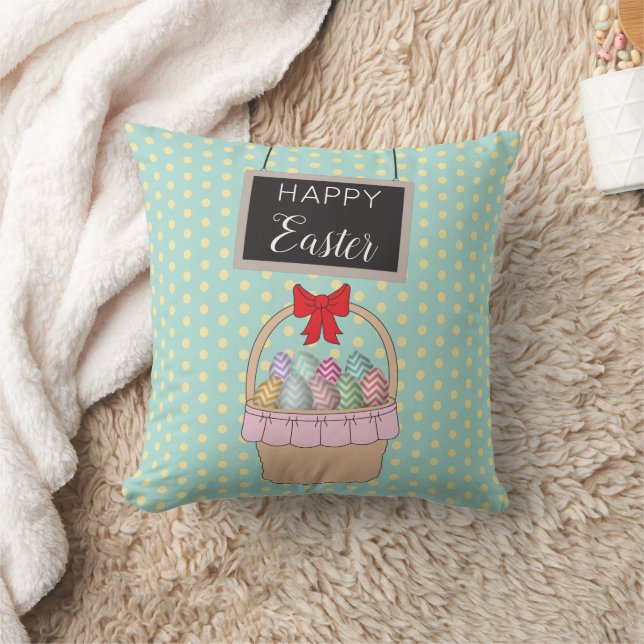Coussin Panier de Pâques et oeufs de Pâques Pastel (Couverture)