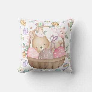 Coussin Panier de Pâques mignon de lapin