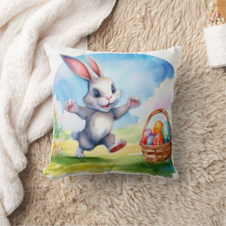Coussin Panier lapin et oeufs de Pâques
