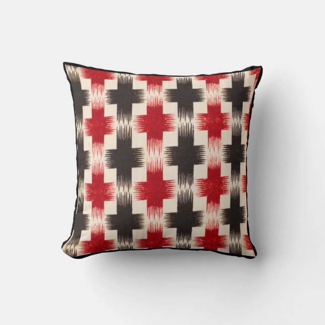 Coussin Panier Motif de tissage rouge et noir art Abstrait (Recto)