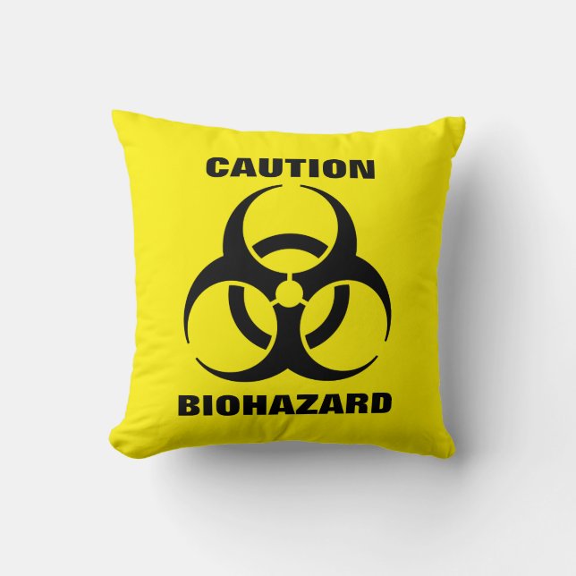 Coussin Panneau d'avertissement jaune de symbole de (Recto)