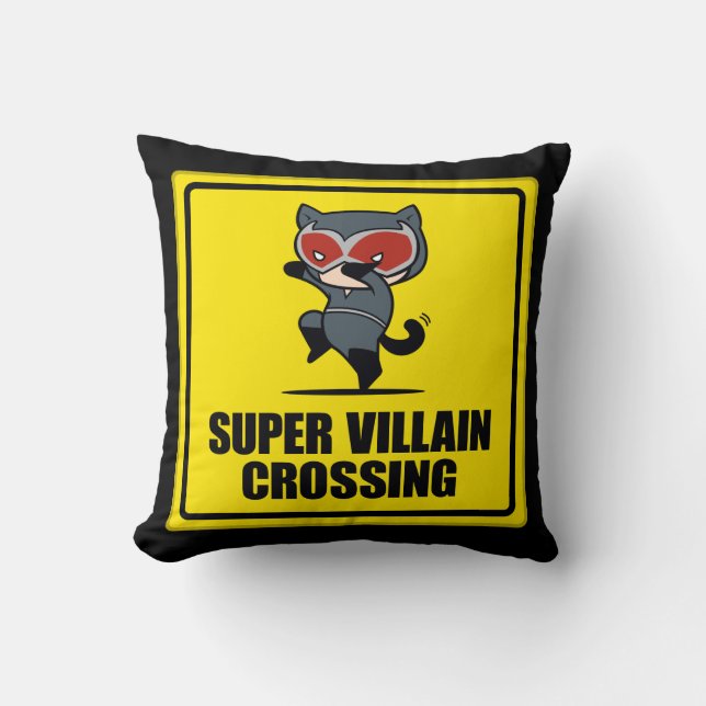 Coussin Panneau de croisement Chibi Catwoman Super Villain (Recto)