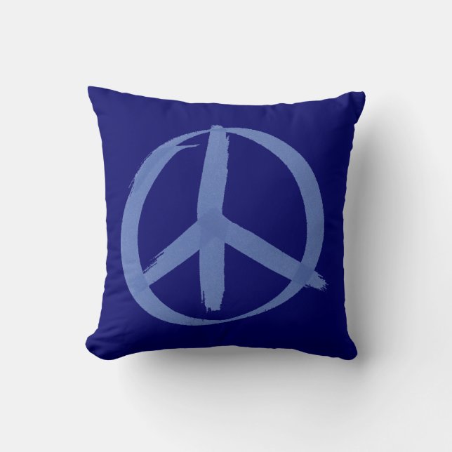 Coussin Panneau de paix bleu (Recto)
