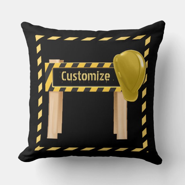 Coussin Panneau routier de construction Jeu d'oreiller (Recto)