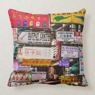 Coussin Panneaux de néon dans les rues de Hong Kong