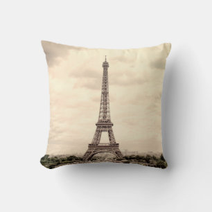 Coussin Panorama Tour Eiffel à Paris. France. vi vintage