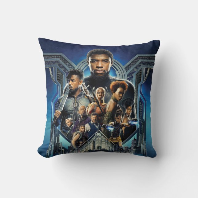 Coussin Panthère noire | Caractères sur Wakanda (Recto)