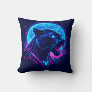 Coussin Panthère noire néon Cyberpunk