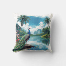 Paon magnifique dans un paradis tropical