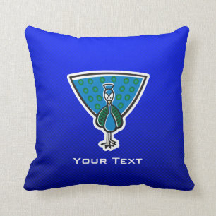 Coussin Paon mignon ; Bleu
