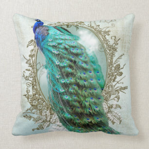 Coussin Paon minable de turquoise