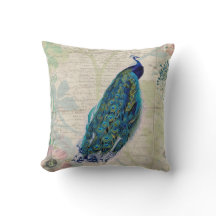 Paon vintage, fleurs et papillon