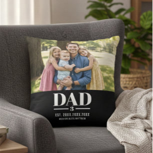 Coussin Papa Année d'établissement Nom Nombre Écriture Pho