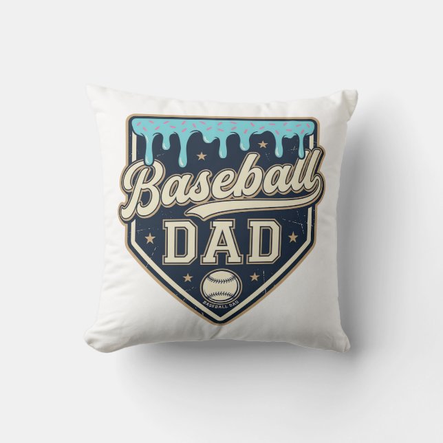 Coussin Papa Baseball Plaque Dégoulinante Vintage Vector D (Recto)