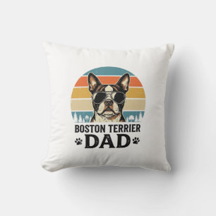 Coussin Papa Boston Terrier Conception Vintage Amoureux de