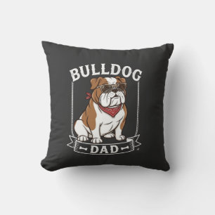 Coussin Papa Bouledogue Chien Lunettes de soleil Bandana