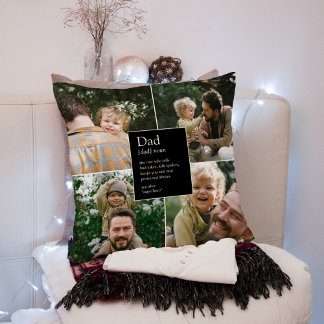 Coussin Papa Définition Drôle et coeur Photo de famille