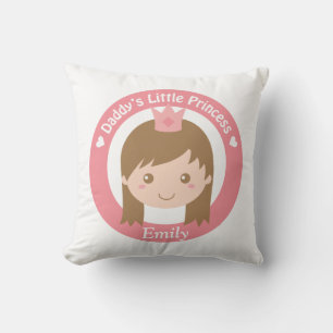 Coussin Papa Petite Princesse, Jolie Princesse au Diadème
