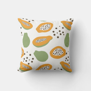 Coussin Papaya Fruit Pattern Terracotta Orange and Green