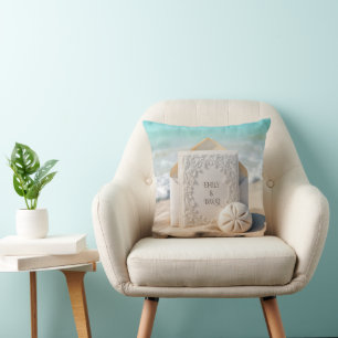 Coussin Papeterie de mariage avec dollar de sable de plage