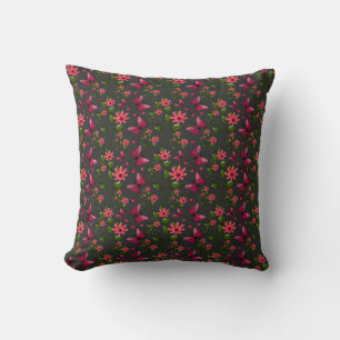 Coussin Papier cadeau papillon floral de jardin printanier