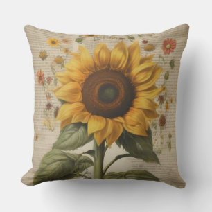 Coussin Papier de soie tournesol Belle Fleur Rustique