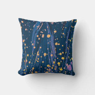 COUSSIN PAPIER EN MARBRE BLEU ABSTRAIT AVEC ÉPAULES D'OR