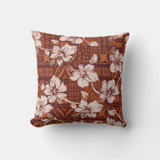 Coussin Papier peint pour fleurs d'hibiscus vintage hawaïe
