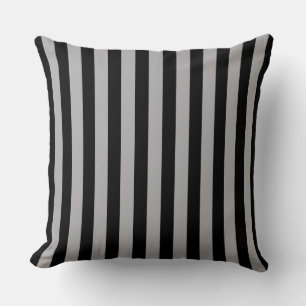 Coussin papier peint vertical gris rayures noires