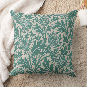 Coussin Papier peint vintage Thistle bleu sarcelle de Will