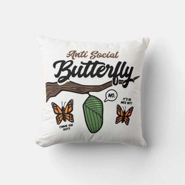 Coussin Papillon Asocial (Recto)