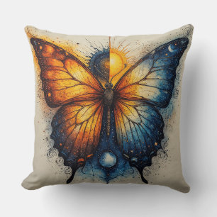 Coussin Papillon bicolore sur soleil brillant