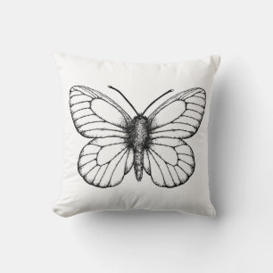 Coussin Papillon blanc à veine noire