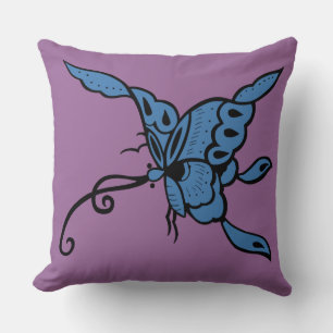 Coussin papillon bleu
