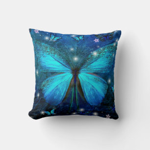 Coussin Papillon bleu élégant
