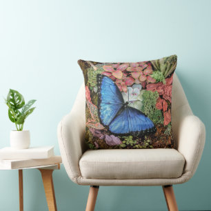 Coussin Papillon bleu Morpho