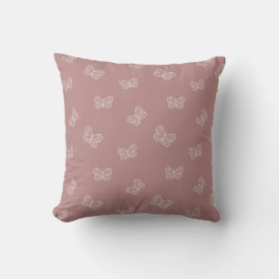 Coussin Papillon Boho Moderne Bébé Fille Rose Mauve Atténu