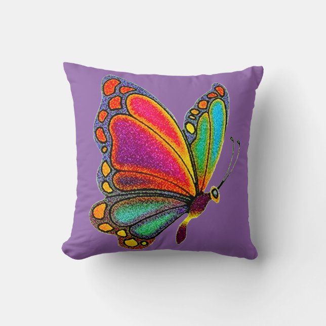 Coussin Papillon d'arc-en-ciel (Recto)
