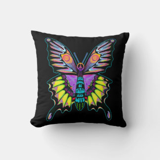 Coussin Papillon de paix psychédélique