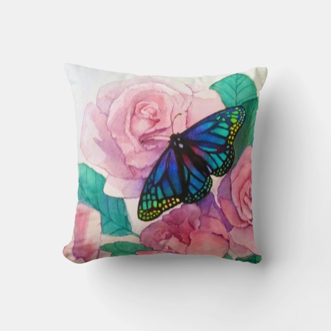 Coussin Papillon et Roses (Recto)