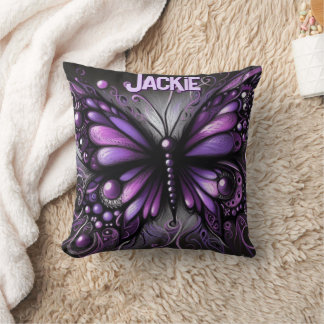 Coussin Papillon gothique fantaisiste violet personnalisé
