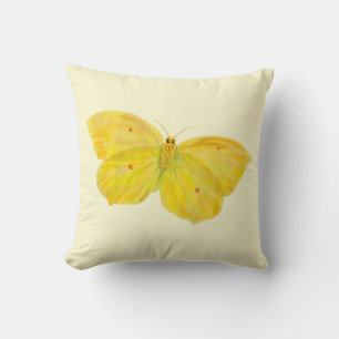 Coussin Papillon jaune Volant de pierre de taille commune