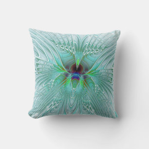 Coussin Papillon Moderne Aqua et Bleu