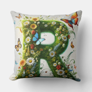 Coussin Papillon Monogramme Décoration Maison Lettre R